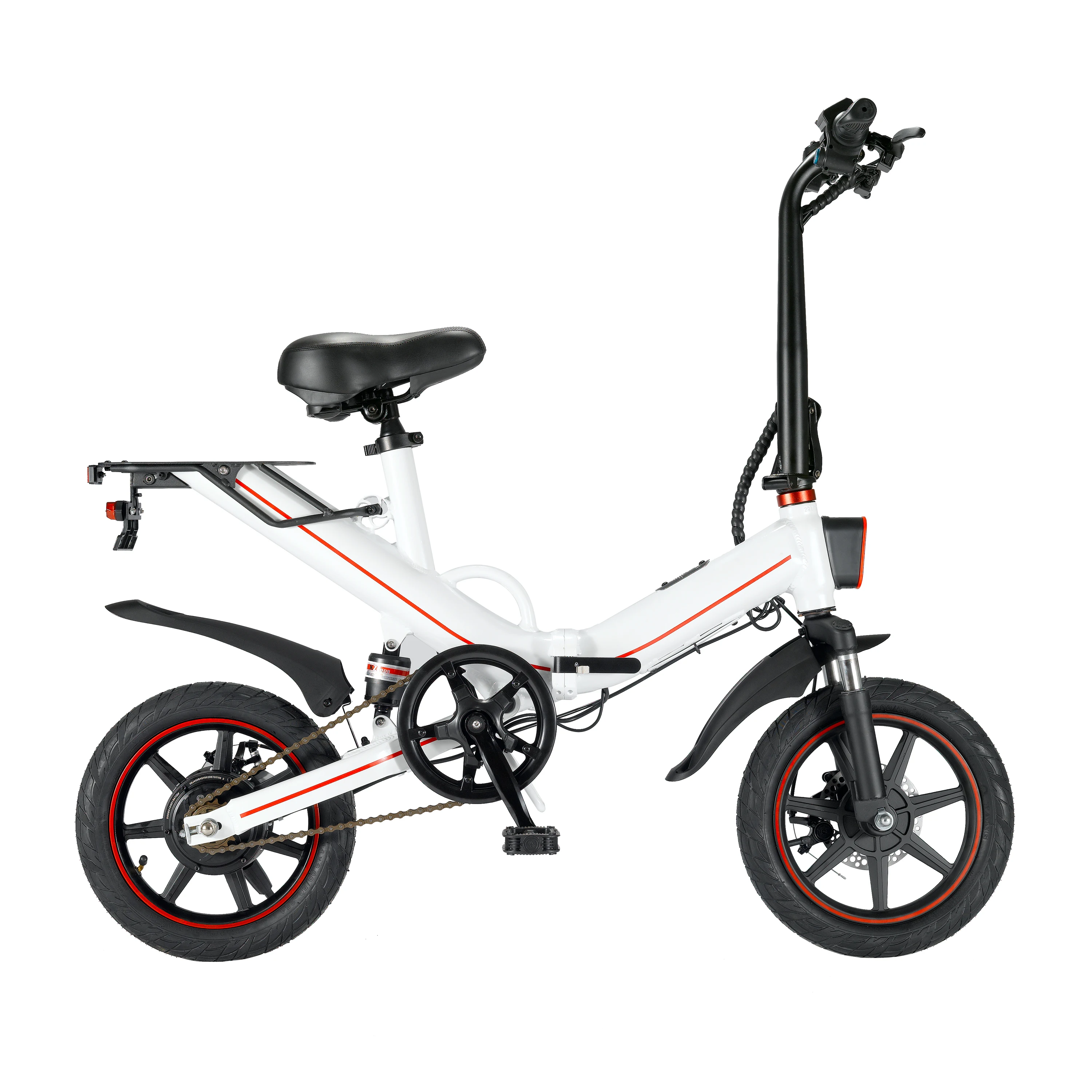 U.S. Warehouse Excider V5 Folding Mountain Electric Bike Full Suspension 14 Inches 500W 48V 15AH Black E-bike