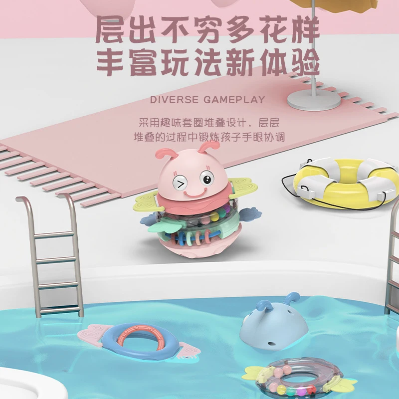 Children electronic music tumbler toy five layer stacked kids toy baby gum toy customizable packaging