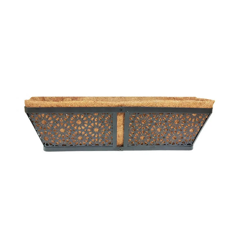 Balcony railing nail wall hanging coconut liner folding iron flower basket wire mesh hanging display basket rack