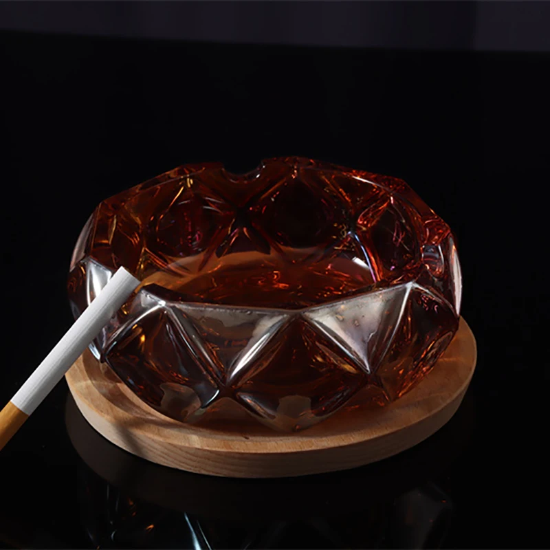 Brown Small Fashion Ashtray Cigar Wholesale Ashtray With Crystal White Material