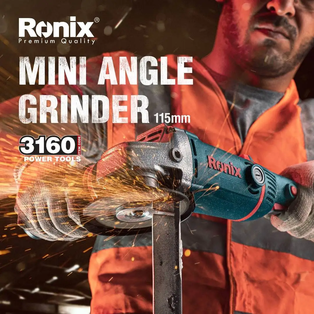 3160 модель Ronix 100 мм/115 мм/125 мм/180 мм/230 мм 4 дюйма 4-1/2 5 дюймов 1400 Вт Электрические угловые шлифовальные машины из Китая