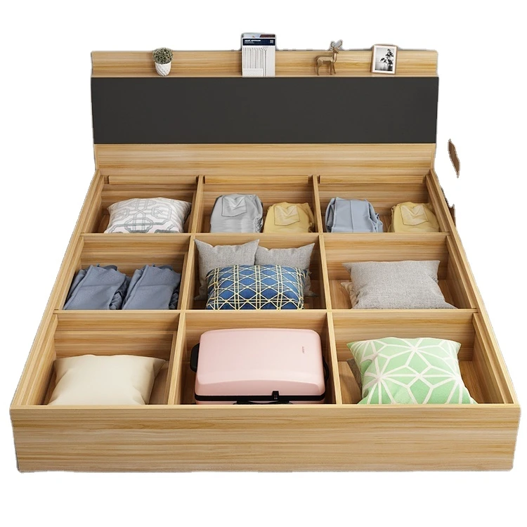 
storage double king base premium wooden furniture home multi function modern luxury beds 