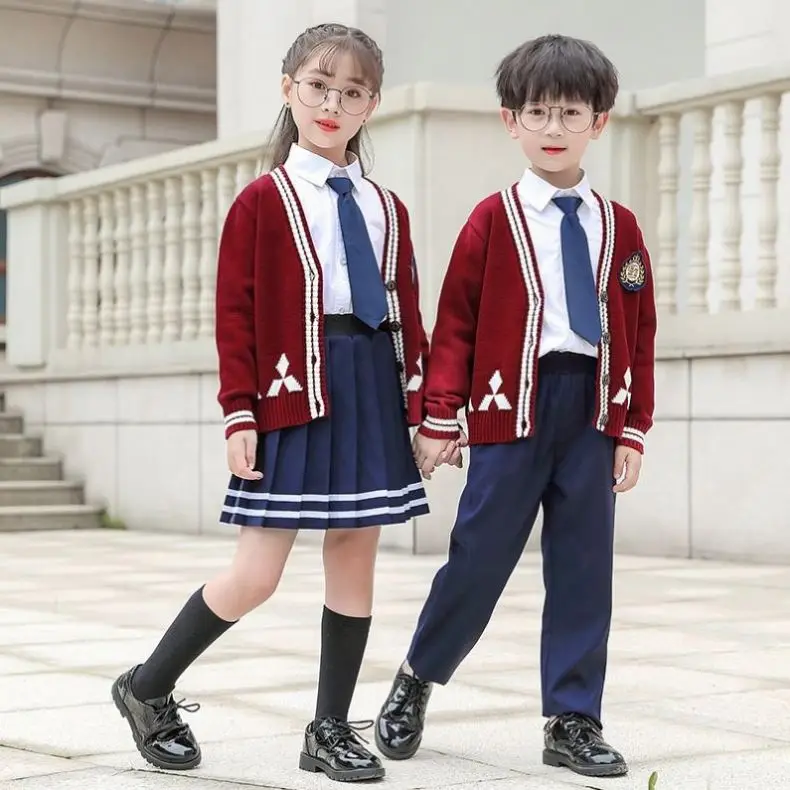 Custom-tailor school sweater white shirt wholesale 3-piece set sweater custom school uniform