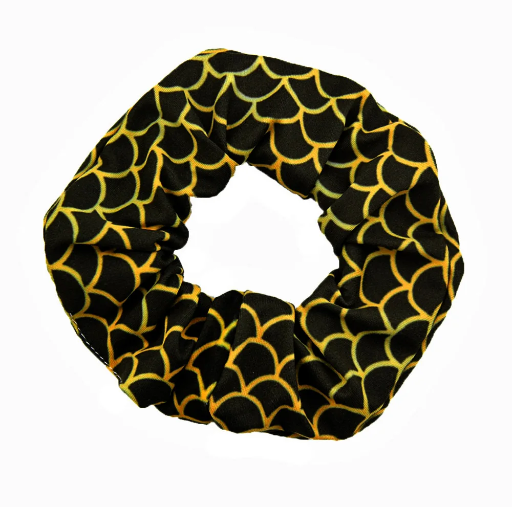5.5' sport hair scrunchies black gold yellow elastic hair pony for girl hair accessories
