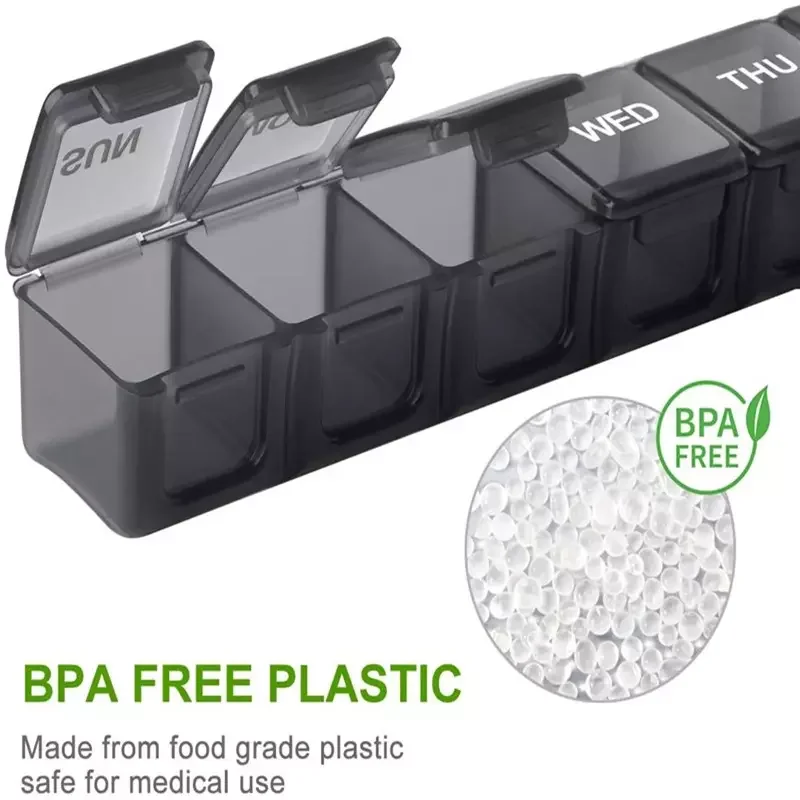 travel size pill box 7 compartments vitamin fish oil pill storage cases compact weekly pill organizer 7 day