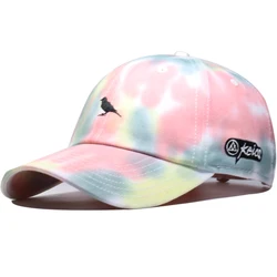 Custom High Quality baseball Peaked Tie Dye Washed Hat And Cap