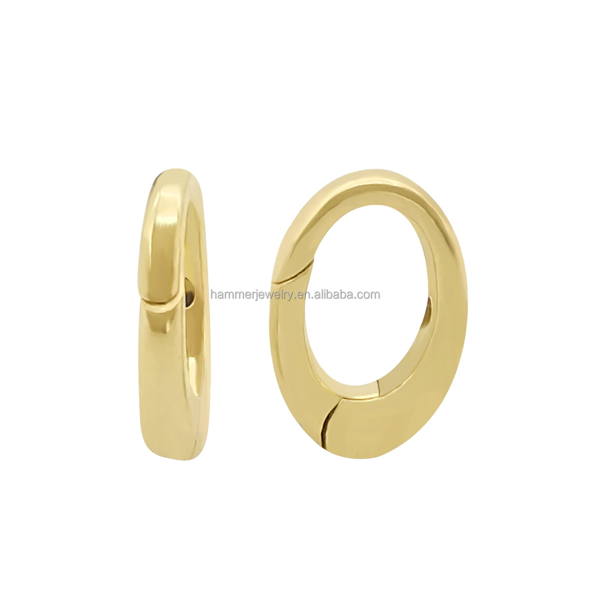 9k 14k 18k Solid Gold Oval Shape Clasp For Necklaces Bracelets Real Gold Charms Connector Jewelry Findings