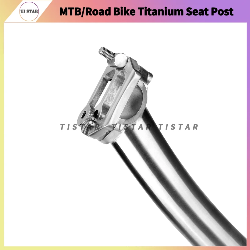 Titanium Bike Seatpost 27.2mm/31.6mm Length 350mm for Mountain MTB Bikes Road Bicycle Lightweight Ti Seat Posts TI Star