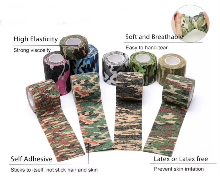 5cm camouflage colored self adhesive elastic custom print colored veterinary adhesive bandages Cohesive Bandages