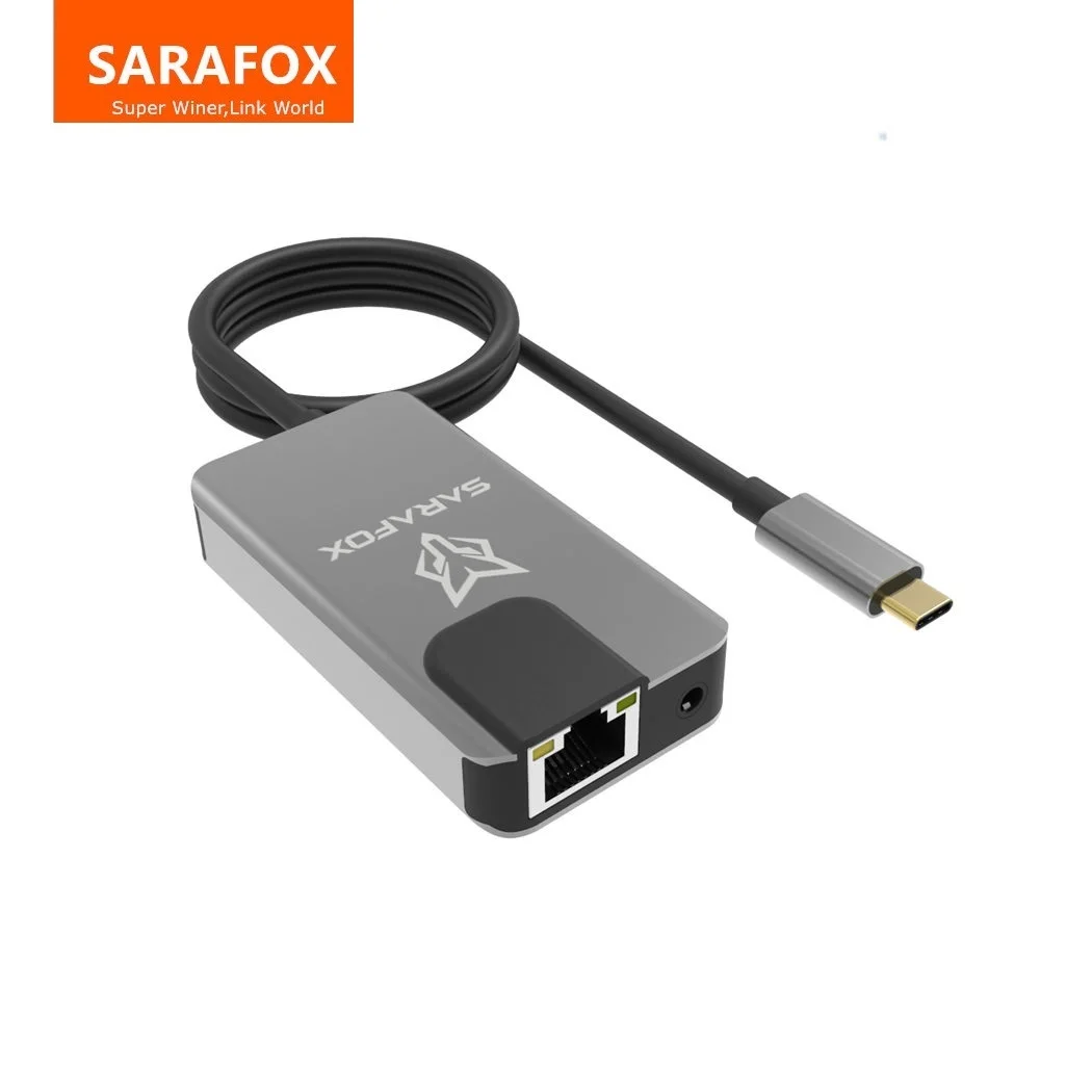 Sarafox USB-C Hub 5in1 rj45 hub 3.5mm Audio with 1000mbp Rj45 network and PD100W Charging 3.5MM+RJ45+PD100W+1000Gbps+Data
