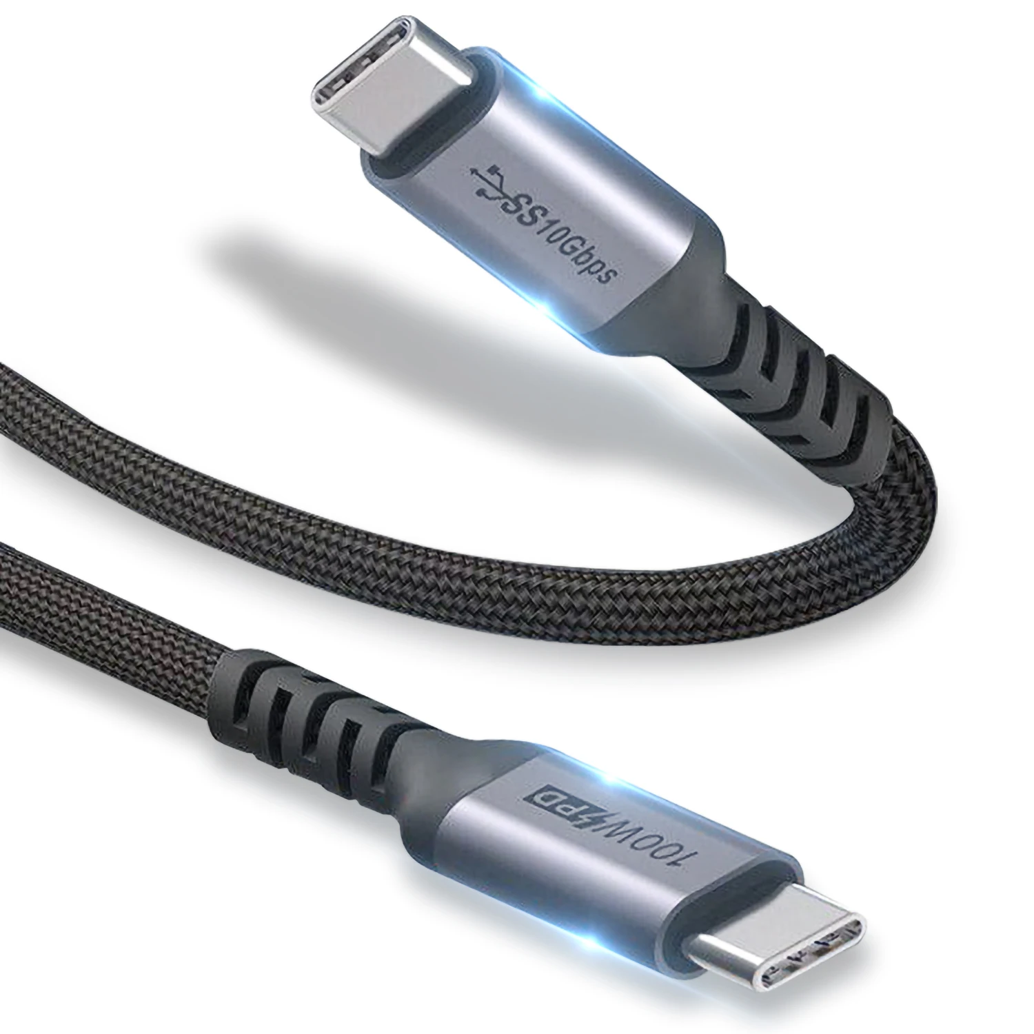 Factory supply Aluminum Alloy 2M 100W type-c to type-c High Speed Data charging cable Pure Copper Nylon for Laptop