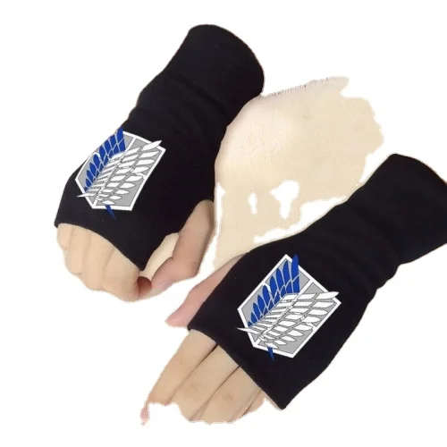 Jiyuu no Tsubasa Attack on Shingeki No Kyojin Student Writing Anime Half Finger Gloves Winter Gloves