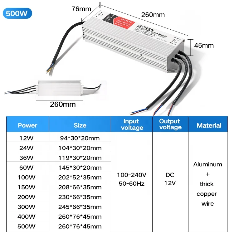 Power Supply Adapter 100W DC12V 24V Ip68 Outdoor Swimming Pool Waterproof Led Lighting Transformer