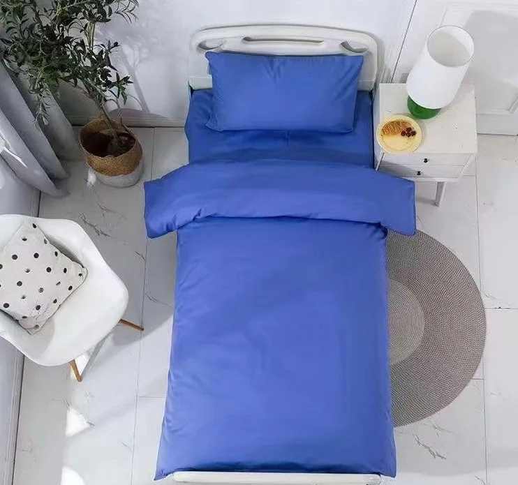 Blue Quilt Cover Bed Sheet Three-Piece Set for Student Dormitory Single Bedding Match Sets Cheap Hospital