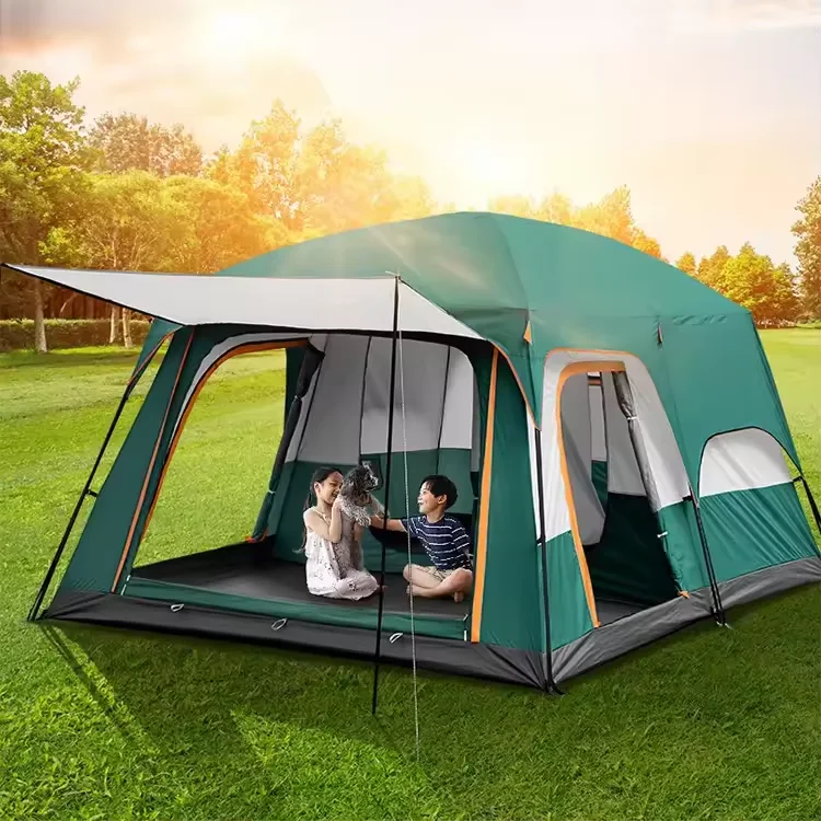2024 LOW MOQ Custom 5 8 12 Person Camping Outdoor Oxford Cloth Large Waterproof Two Bedroom One Living Family Marquee Tent