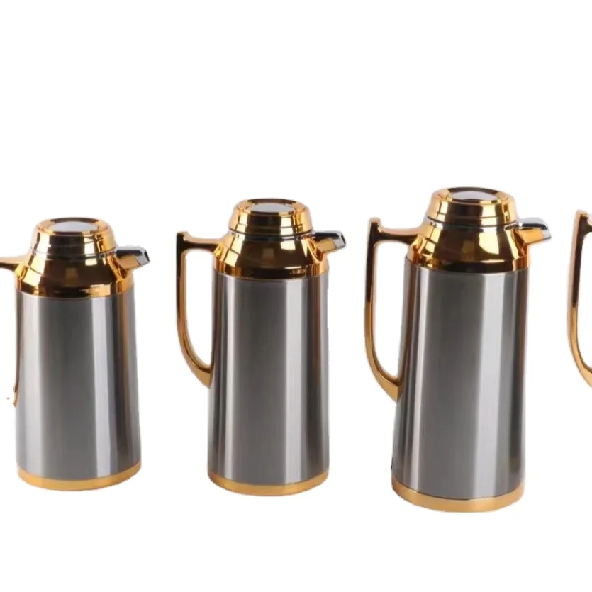 1.0L/1.3L/1.6L/1.9L high quality top selling customized dubai saudi golden thermal vacuum arabic coffee pot thermos manufacturer