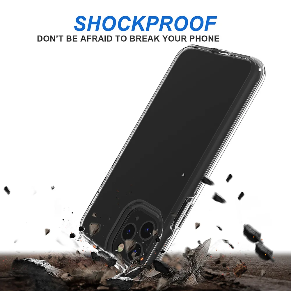  Custom Transparent TPU PC Clear Mobile Cases Cell Phone Covers For Apple iPhone 11 Pro Max 12 Mini