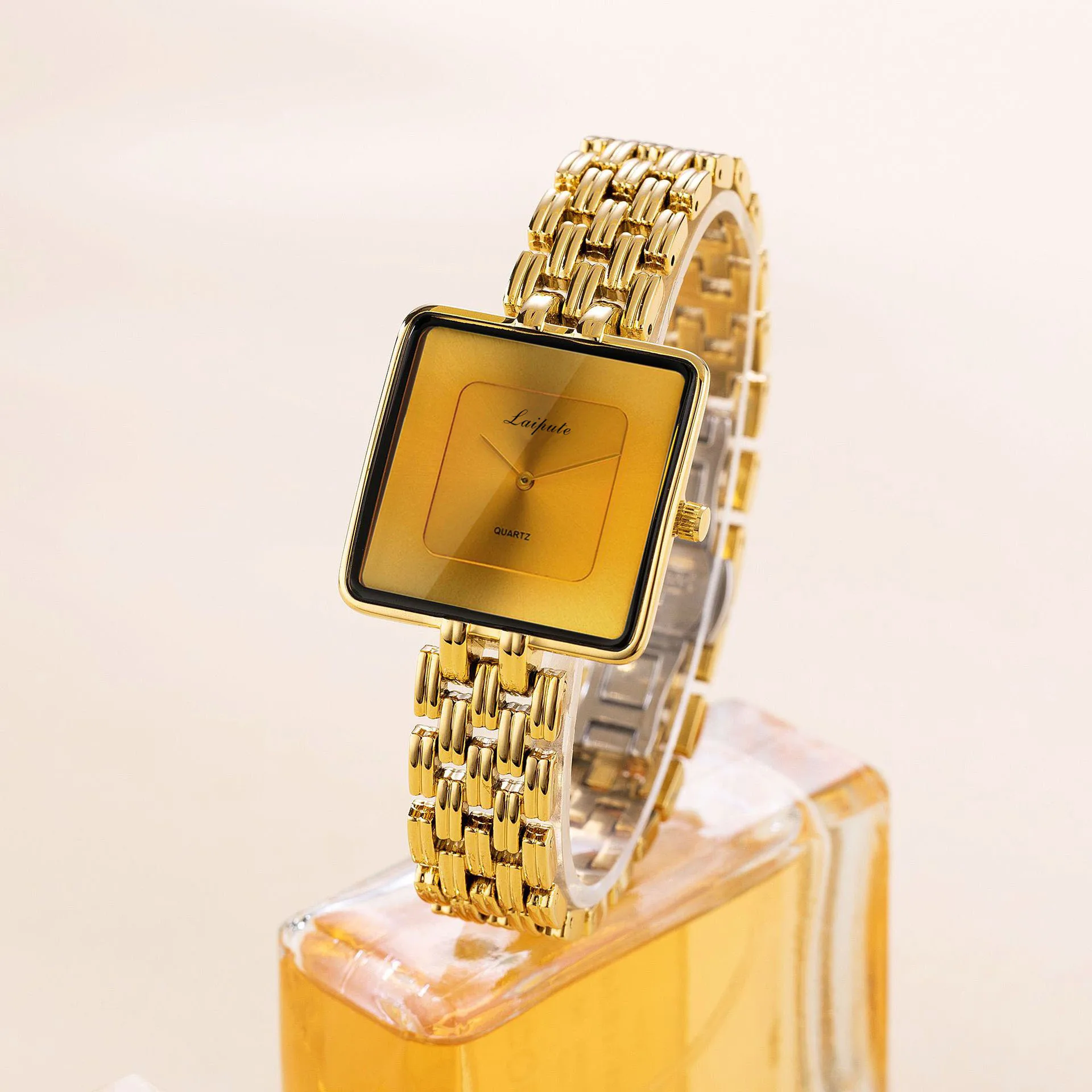 Laipute Brand Simple Luxury Square Gold Black Quartz Watches Men Casual Minimalist Style 20mm Fashionable Alloy Uhr Boys Male