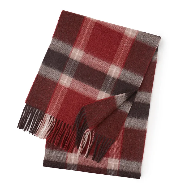 Luxury 100% Pure Cashmere Scarves Shawls Winter Women Warm Plaid Checkque Pashmina Wool Scarf