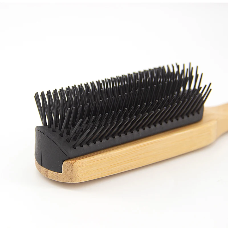 High Quality Hair Brush Private Label Wooden 9 Row Detachable Denman Styling Brush