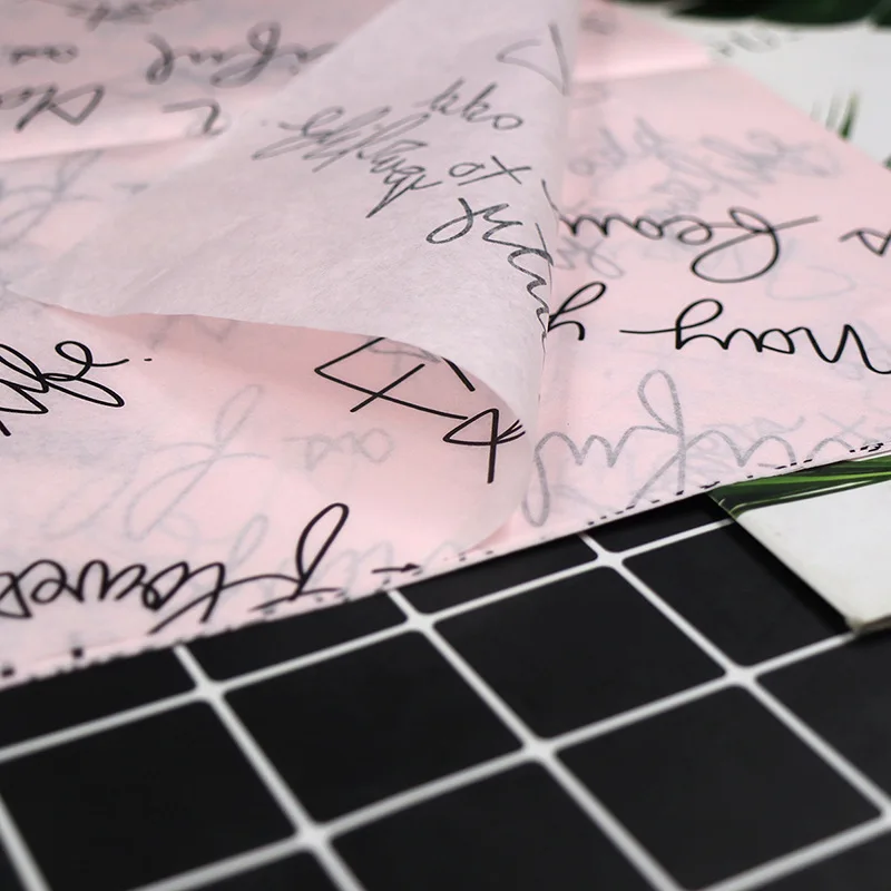 high quality clear printing pink custom made logo wrapping tissue paper for packaging