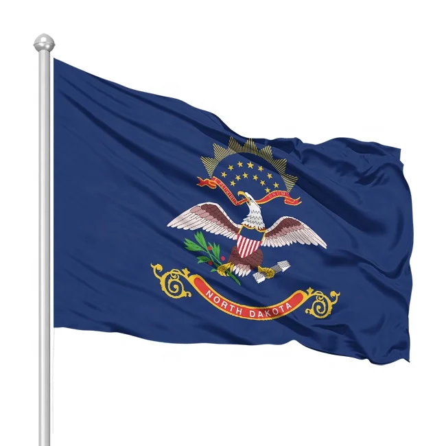 Customized 3X5 feet polyester fabric thickened and durable flags of all major states in the United States North Dakota flag