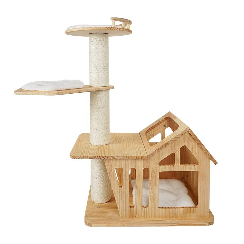 wooden Cat Hammock Wall Mounted Large Cats Shelf cat climb tower tree