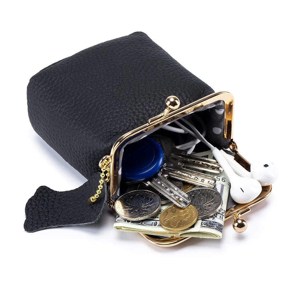AndoBag Mini Lipstick Holder for Women Solid Color Fashion Kiss Lock Key Storage Pouch Portable Coin Purse Pendant