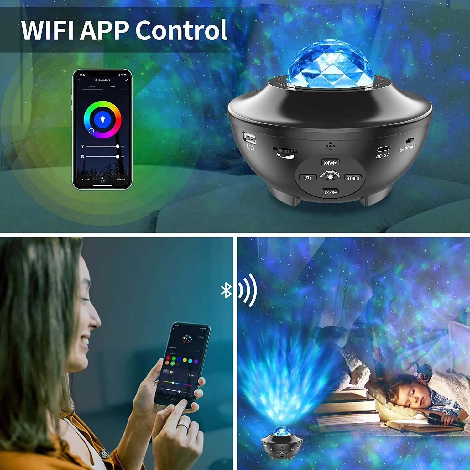 Ihomemix Звездный проектор Галакси светодиодный ночной Светильник Smart Star Sky Wifi Галактический Проектор работает с Alexa и Google