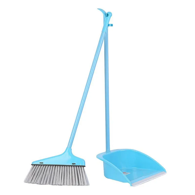 Kitchen Long-Handle Folding Broom Stick and Dustpan Set Plastic Bros and Dustpans