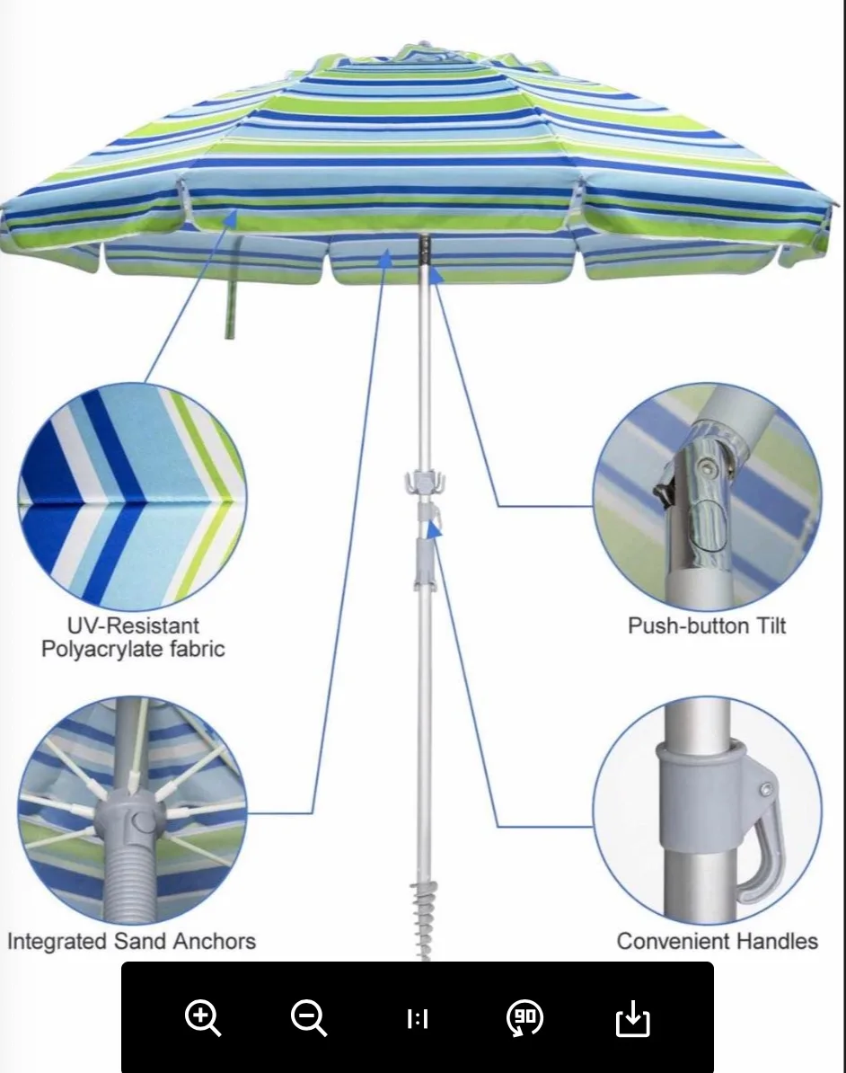 Китай, оптовая продажа, дешевый большой пляжный Складной Ветрозащитный Зонт с принтом в полоску с серебряным покрытием
