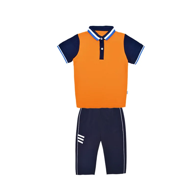 200 GSM CVC Pique Polo Shirts Pants Set Colours Design Kindergarten School Uniform Designs