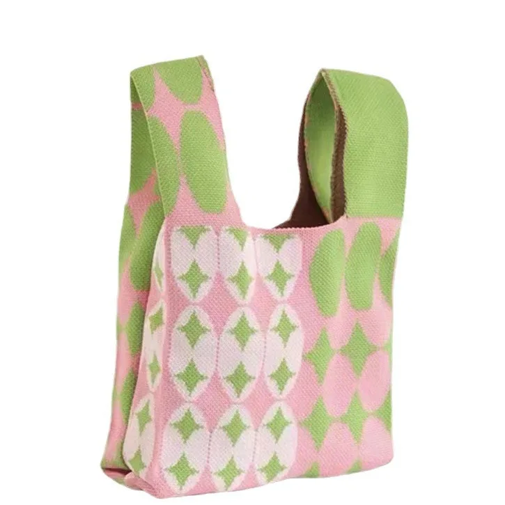 Spot knitted tote bag women beautiful fashion Goddess Festival with hand gift ins tide red envelope large capacity lunch box bag