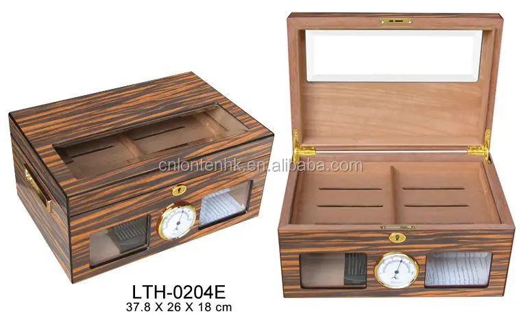 wholesale custom Luxury Tempered Glass Top Display Customized logo Packaging Wood Cigar box