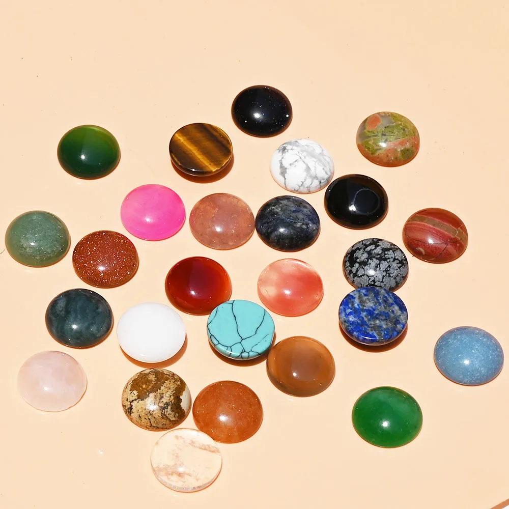 wholesale agate quartz turquoise ring with natural crystal stone gemstone accessories round ring stone for DIY jewelry making
