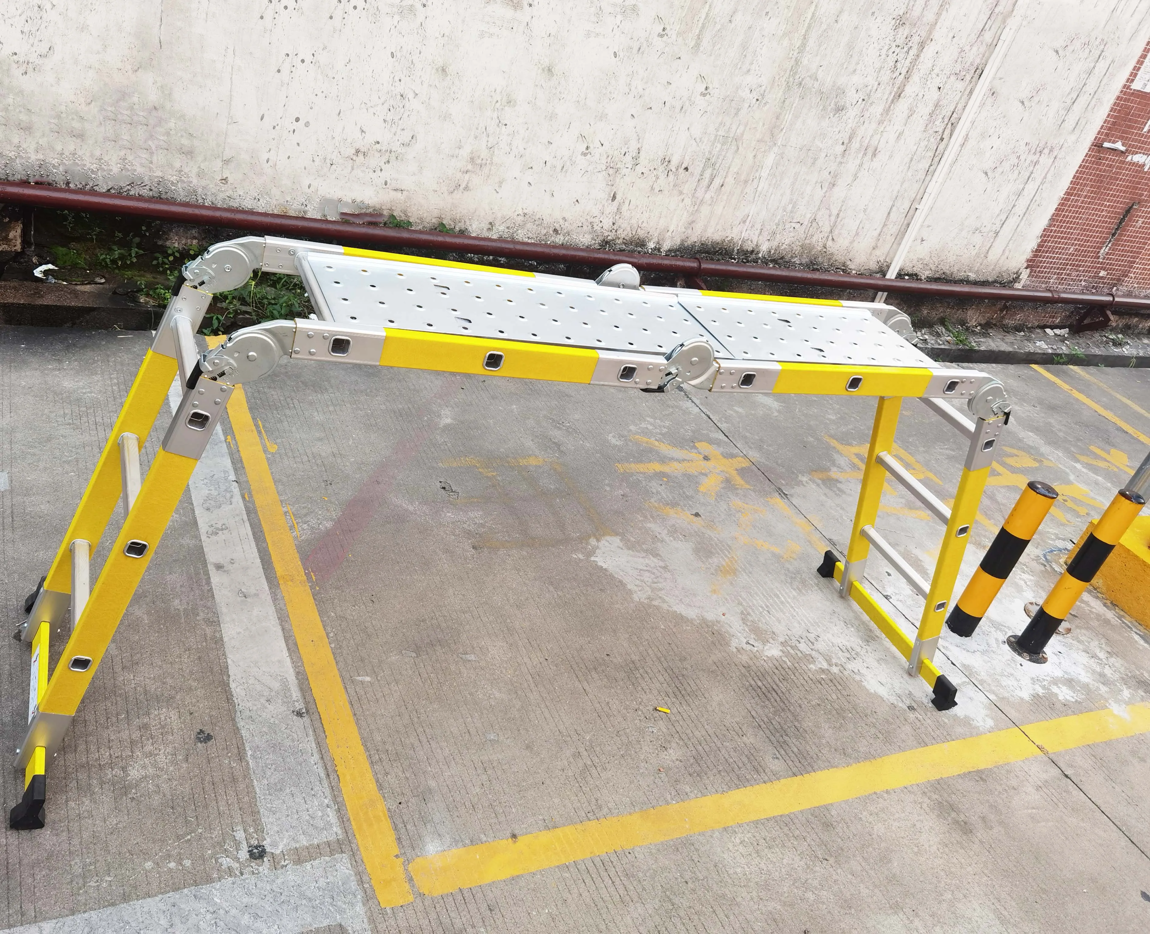 Industrial Multipurpose Fiberglass Strengthen Hinge Support Square Rungs Combination Ladder Escarela De Fibra de vidrio