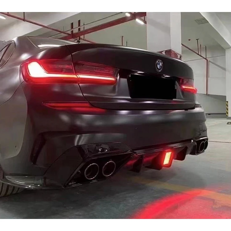 G20 Competitive Style Rear Bumper Splitter Diffuser Spoiler Lip With Led Light for 3 series G20 G28 2019+
