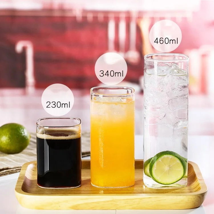 Creative Square Transparent Glass Milk Cup Water Coffee Drinking Cup