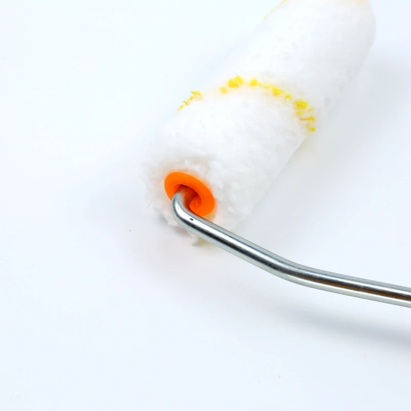 4inch  Long Handle Paint Roller Yellow  polyester Material Upper Screw Bracket Yellow Handle