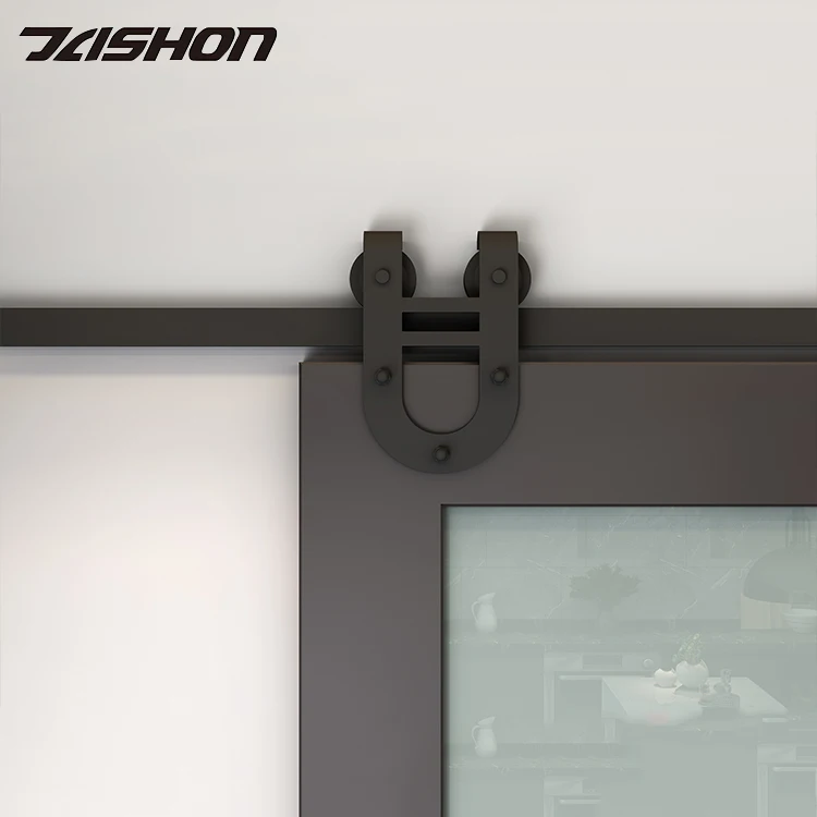 6.6Ft U Shape Double Wheel Load Shower Gold Full Set Barn Doors Hardware