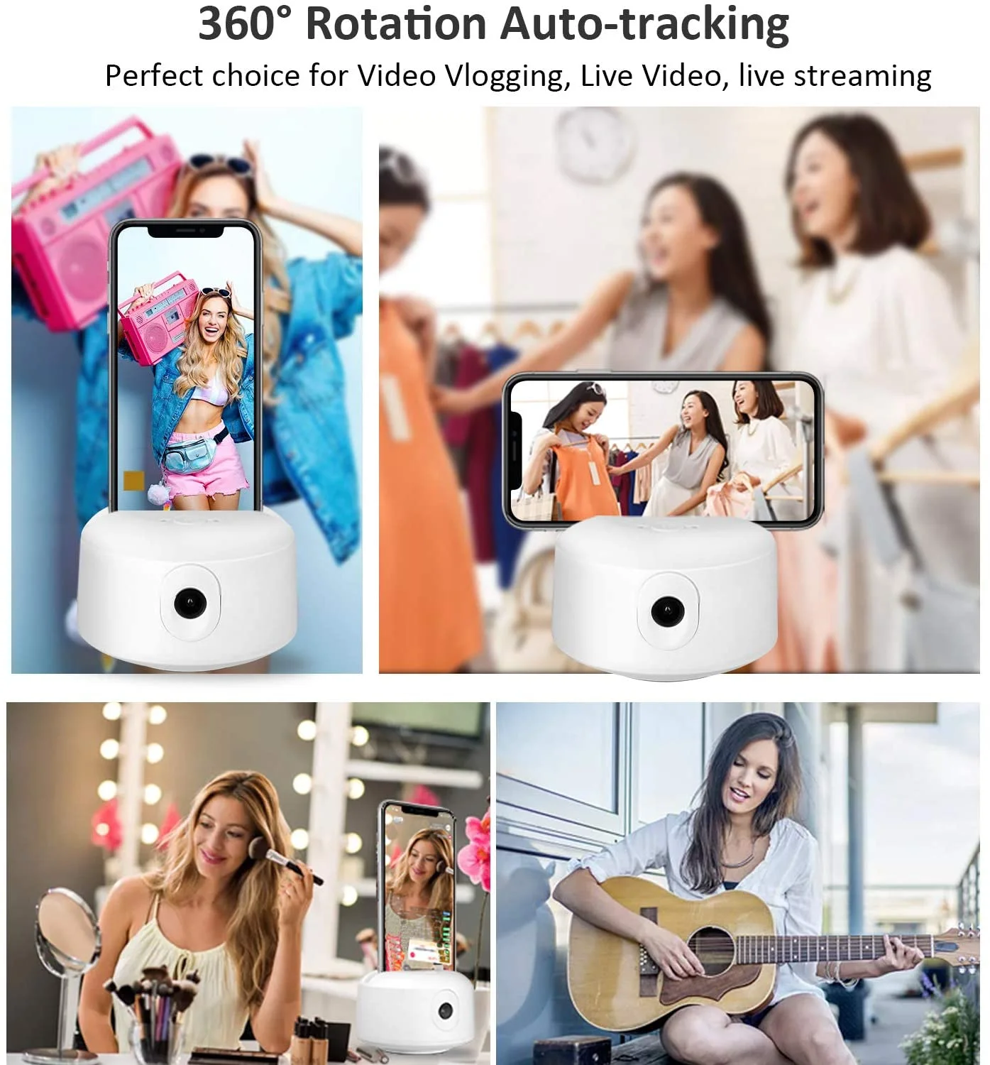 Timess 2020 Hot Selling New Trends Portable Smart Selfie Stick, 360 Auto Rotation Face Object Tracking Phone Camera Holder