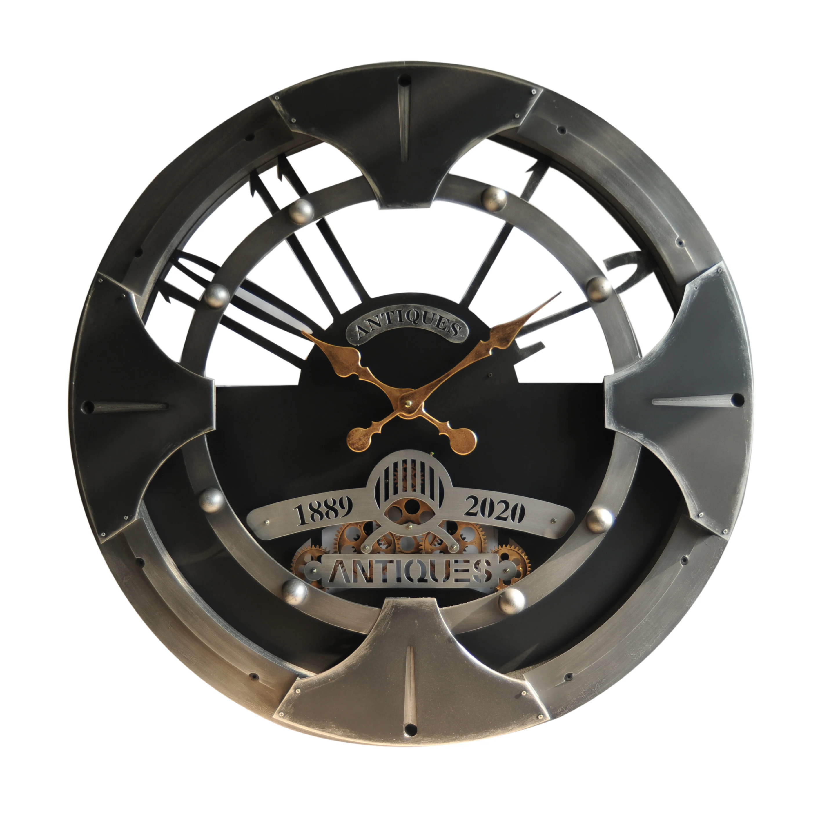 
31.5 INCH Hot sale wholesale Decorate Wall Clock Luxury In Metal With REAL Moving Gear Battery Operated For Home Decoration 