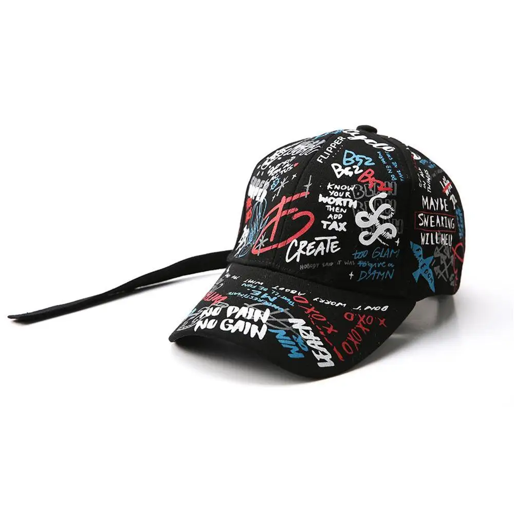 
Women Men Hats Adjustable Black White Color Printing Graffiti All-matching Baseball Cap For Male Female hip hop caps 