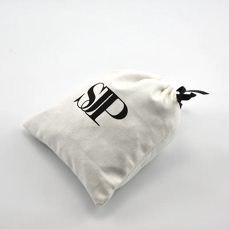 Экологичная белая хлопковая упаковка для ювелирных изделий, 8 унций, персонализированная Хлопковая Сумка на шнурке с логотипом