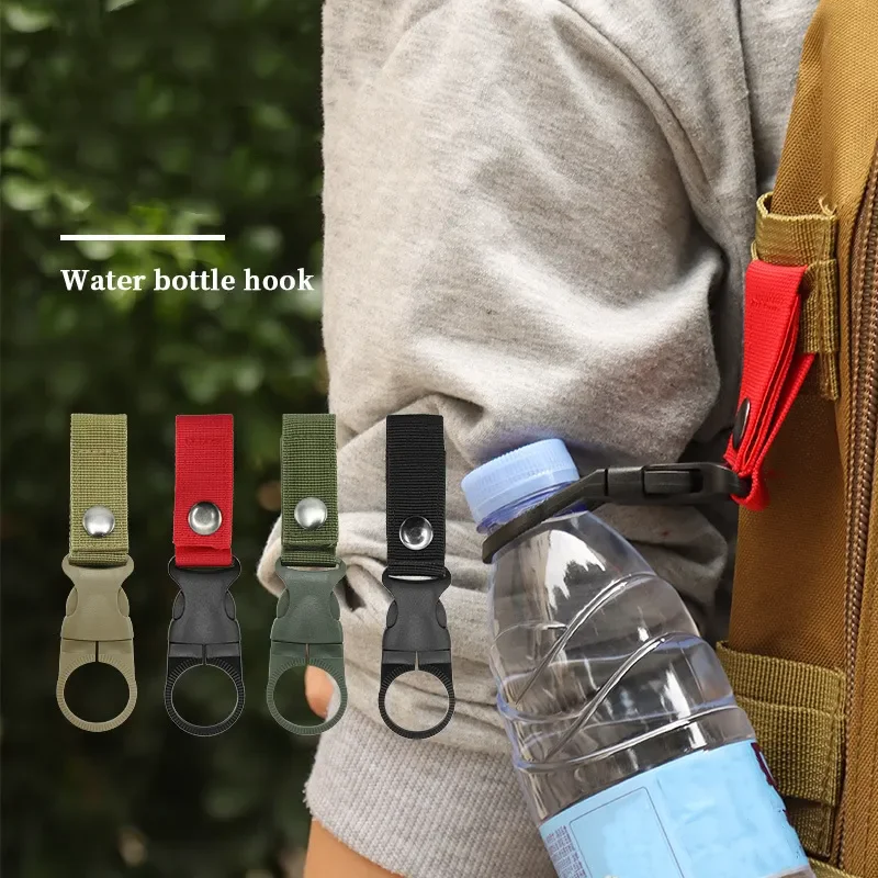 Outdoor Tactical Nylon Water Bottle Hook Ribbon Hanging Mountaineering Buckle Water Bottle Clasp