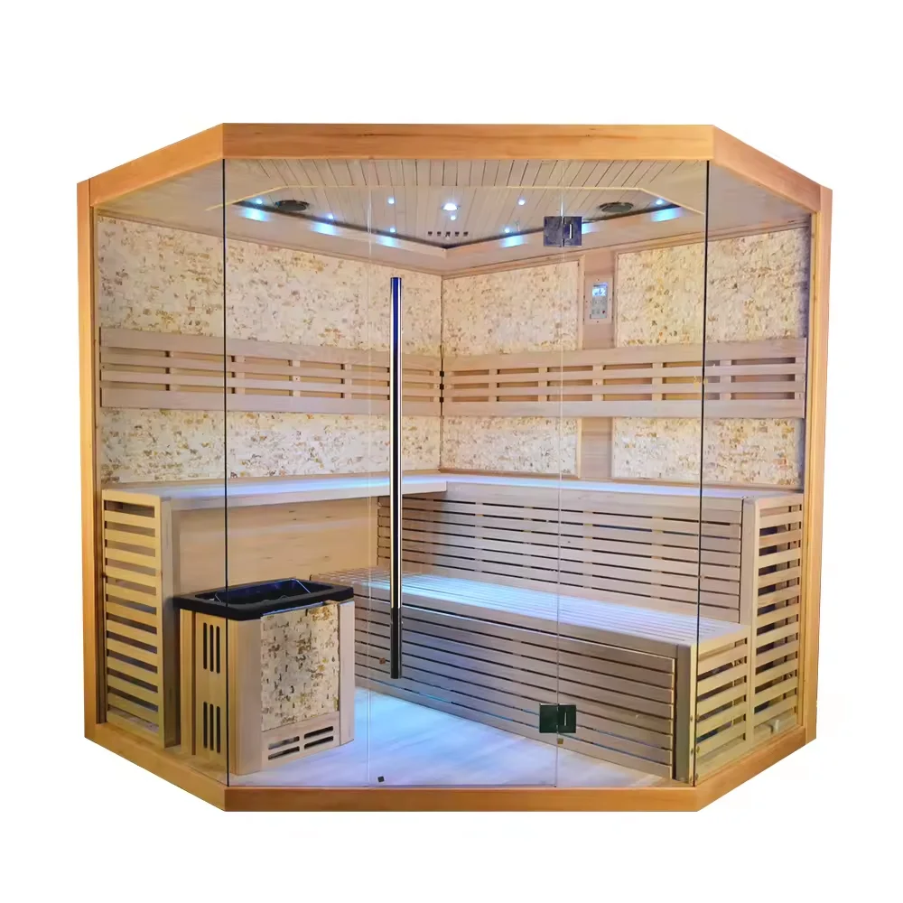 2024 High Quality Traditional Steam Sauna Hemlock Ozone Steam Sauna for 4-5 person