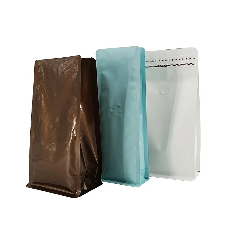 Custom Printed Aluminum Foil Protein Powder Packaging Flat Square Bottom Pouch Plastic Food Coffee Bag