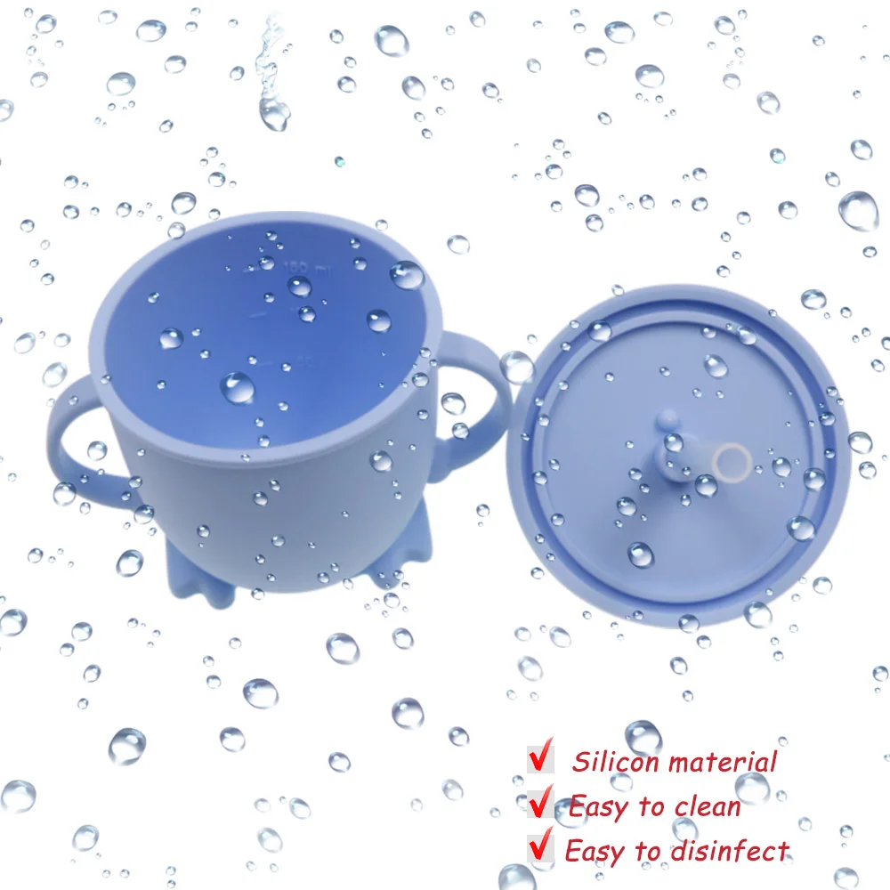 Kovict Wholesale Toddler Bottles Custom Baby Straw Cup BPA Free Silicone Food Grade Baby Cup Feeding Straw Cup