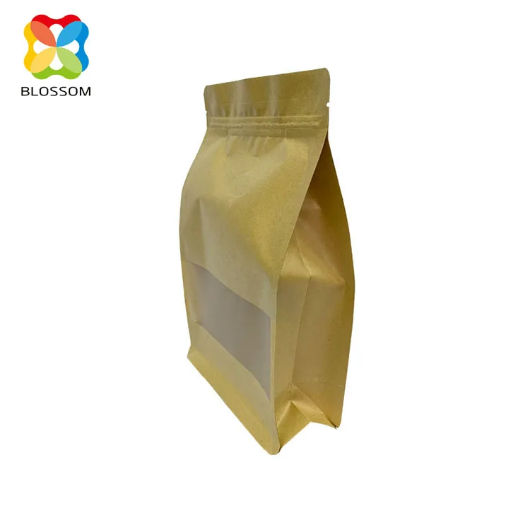 
Wholesale Custom Side Gusset Eight Side Seal Pouch Flat Bottom Coffee Storage Bag With Zipper 