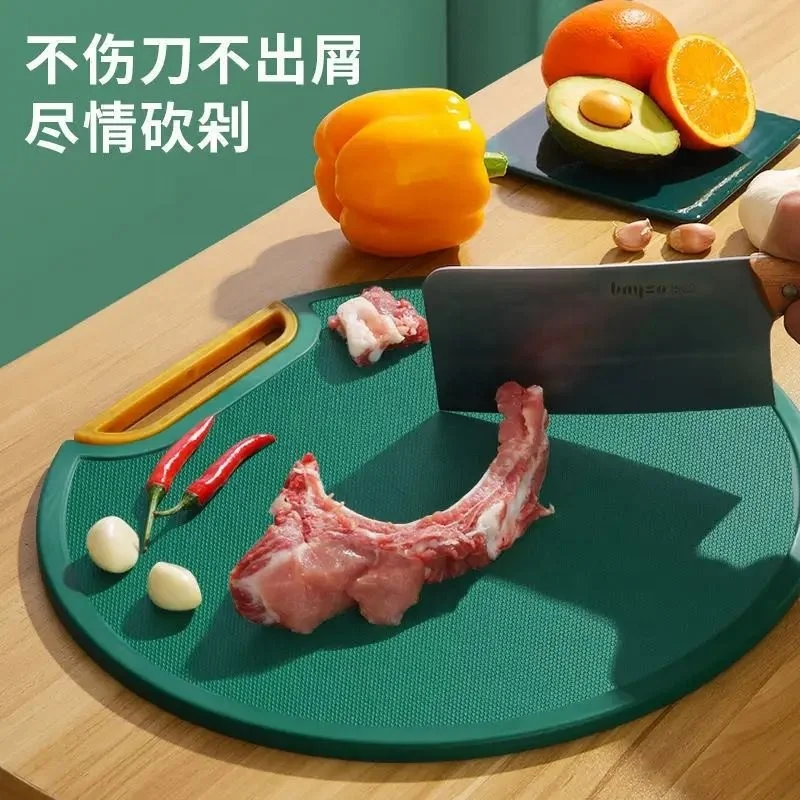 Wholesale Vertical Double-Sided And Mildew Proof Round Food Grade PE Chopping Board Green Cutting Board